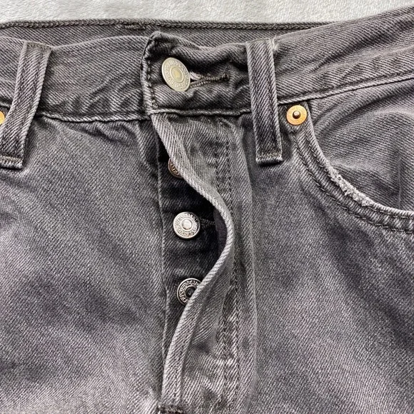 Levi's 501 Grey Wash Button Fly Straight Leg Distressed Hem Jeans Sz 27 Grunge - Picture 6 of 13